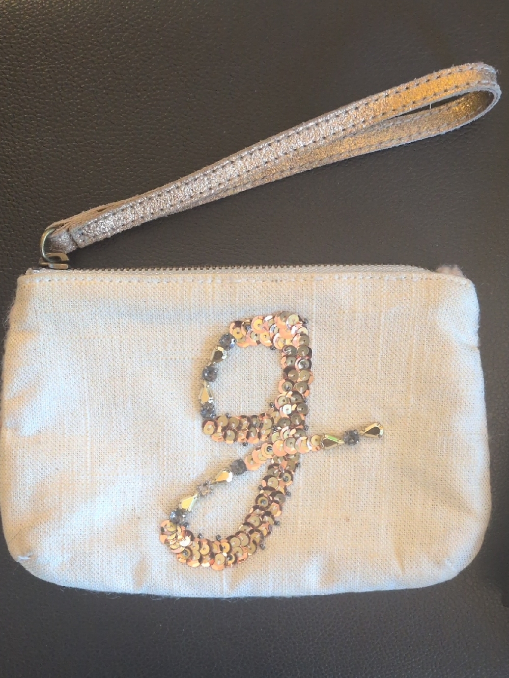 3/$13 Sequin Initial Wristlet Clutch - G